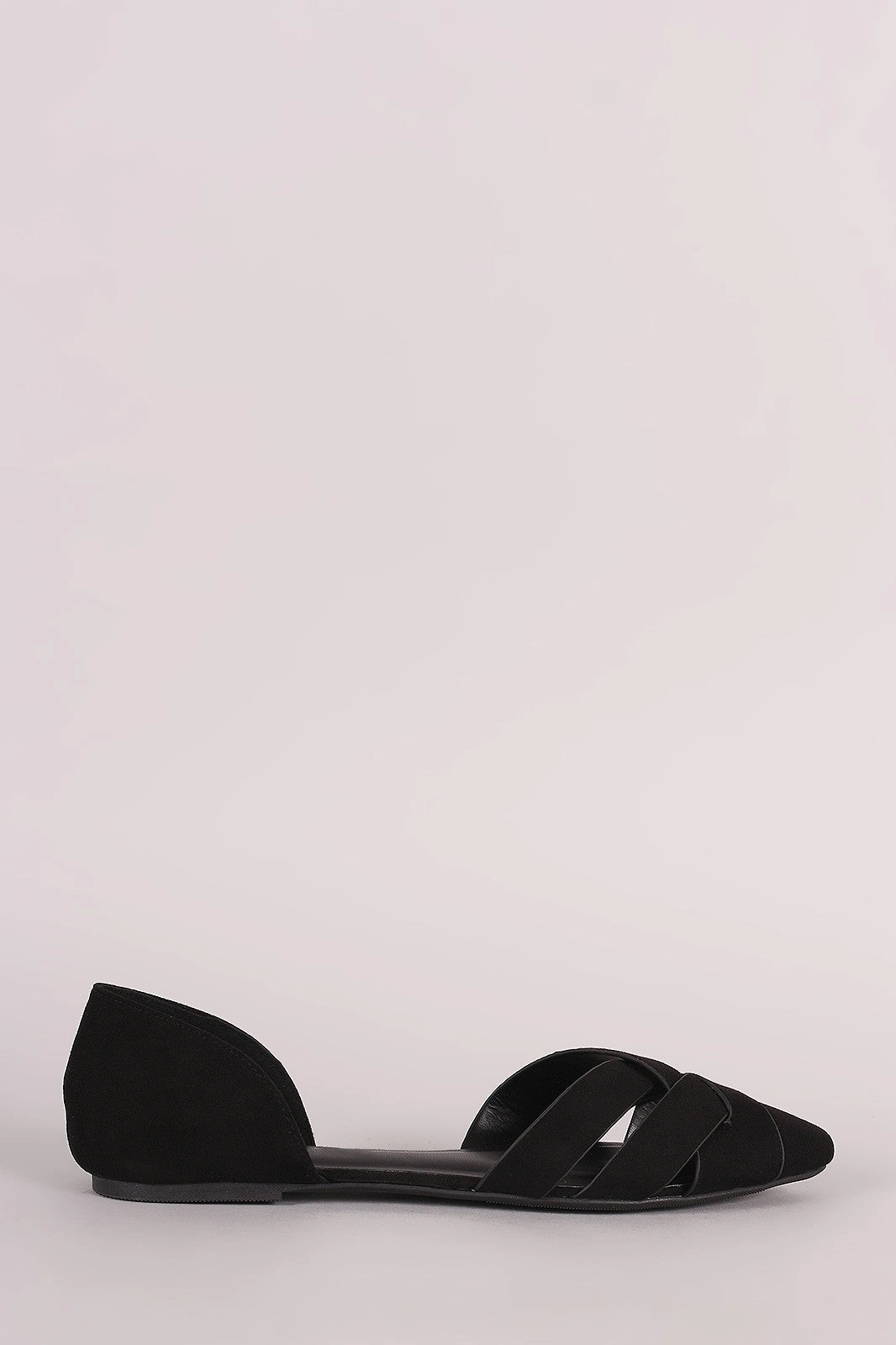 Orthopedic Flat Dress Shoes Wild Diva Lounge Suede Woven Pointy Toe Dorsay Flat