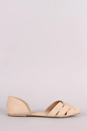 Flat Shoes Dressy Wild Diva Lounge Suede Woven Pointy Toe Dorsay Flat