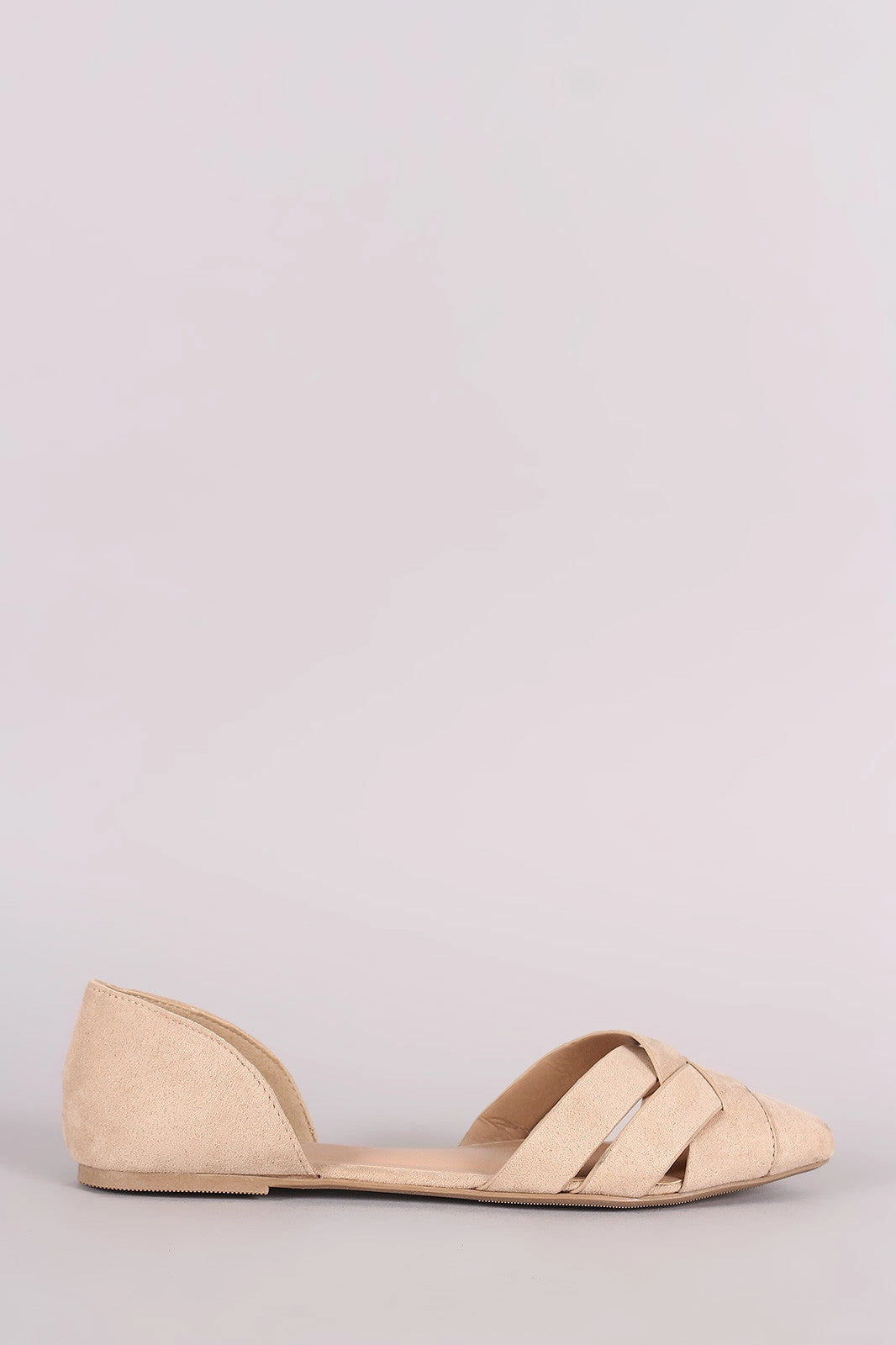 Good Pointe Shoes For Feet Wild Diva Lounge Suede Woven Pointy Toe Dorsay Flat