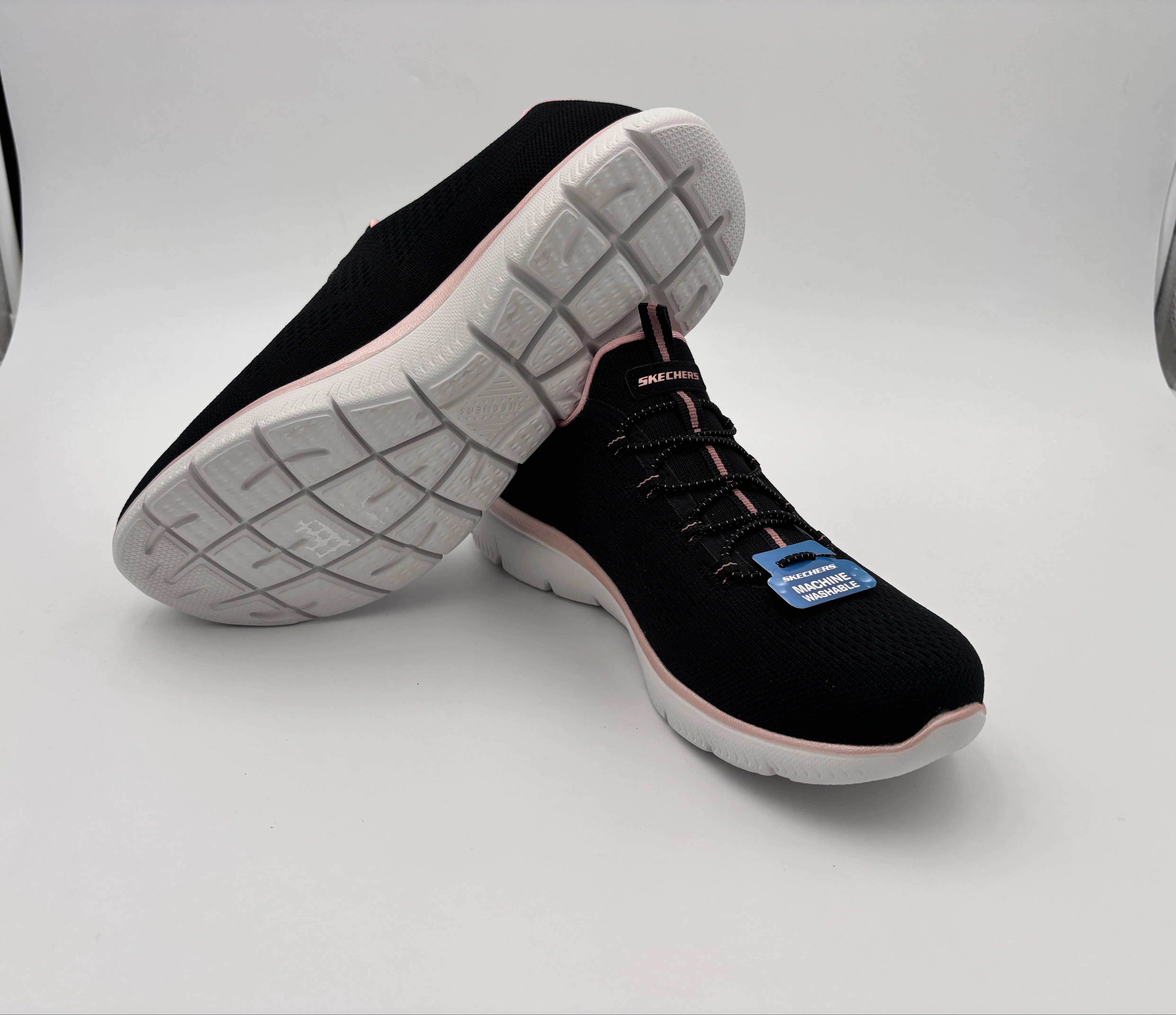 Best Shoes To Walk In Sketchers Women's Summit Slip-On Black/Pink Walking Shoes