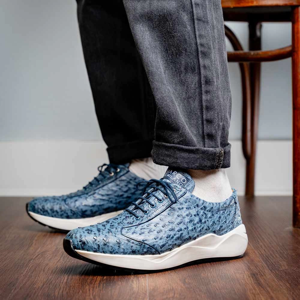 Spongebob Sneakers Varenna Mens Genuine Full-Quill Qstrich Skin Luxury Sneaker | Marco Di Milano