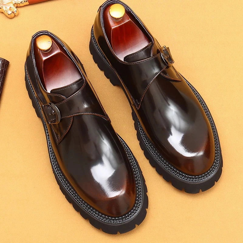 Men's Genuine Leather Thick Soled Oxford Derby Shoes Rock Hiking Shoes