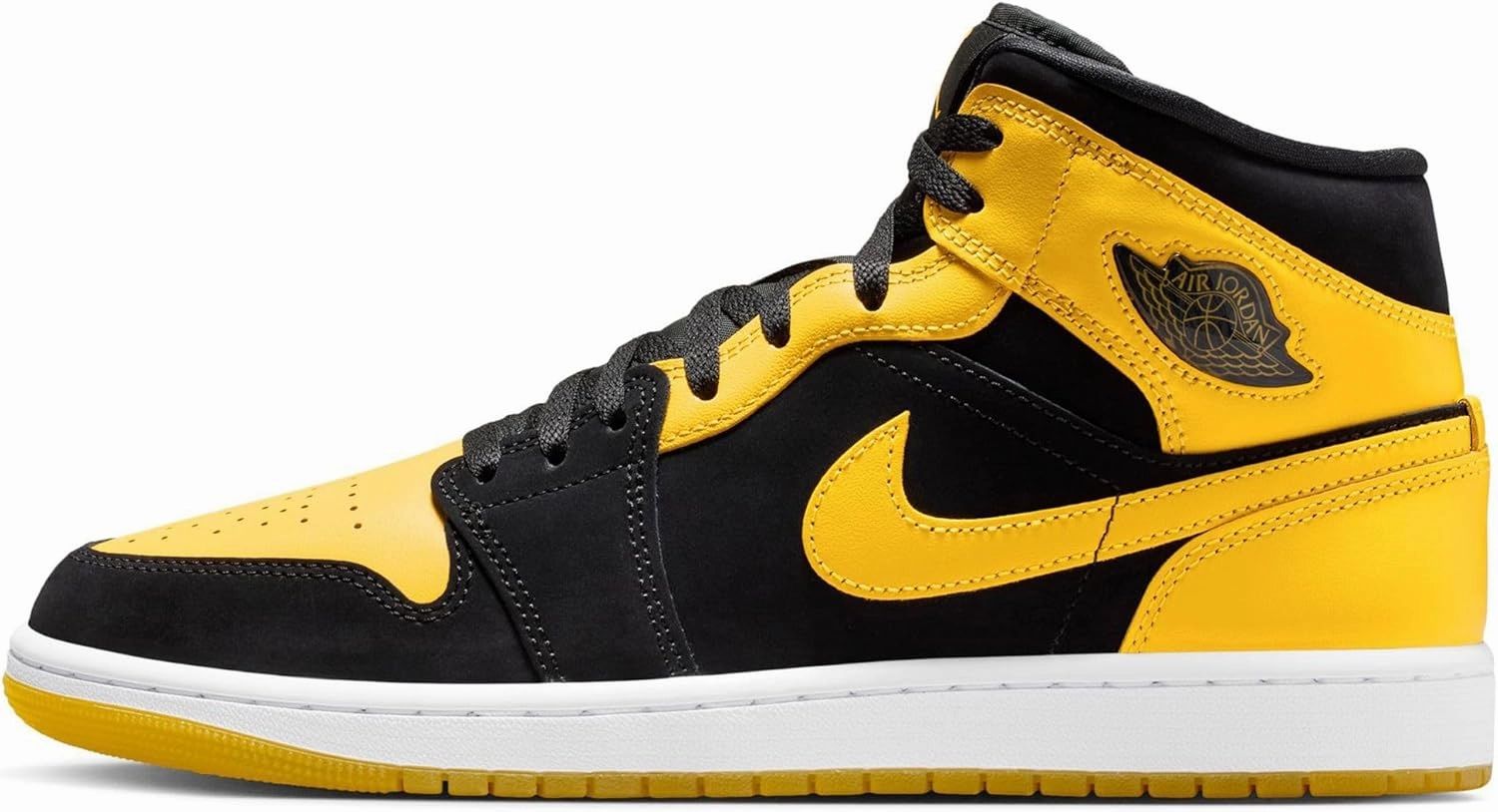 Air Jordan 1 Mid Mens Lifestyle Shoes (Black/White/Yellow) Nike Turf Shoes Softball