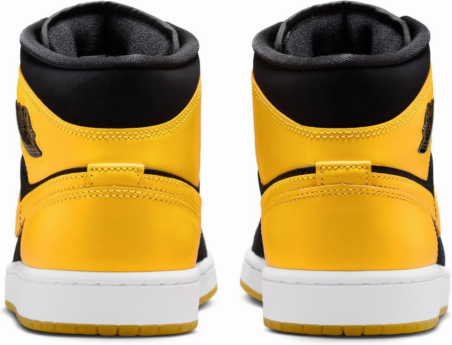 Air Jordan 1 Mid Mens Lifestyle Shoes (Black/White/Yellow) Nike Customize Basketball Shoes