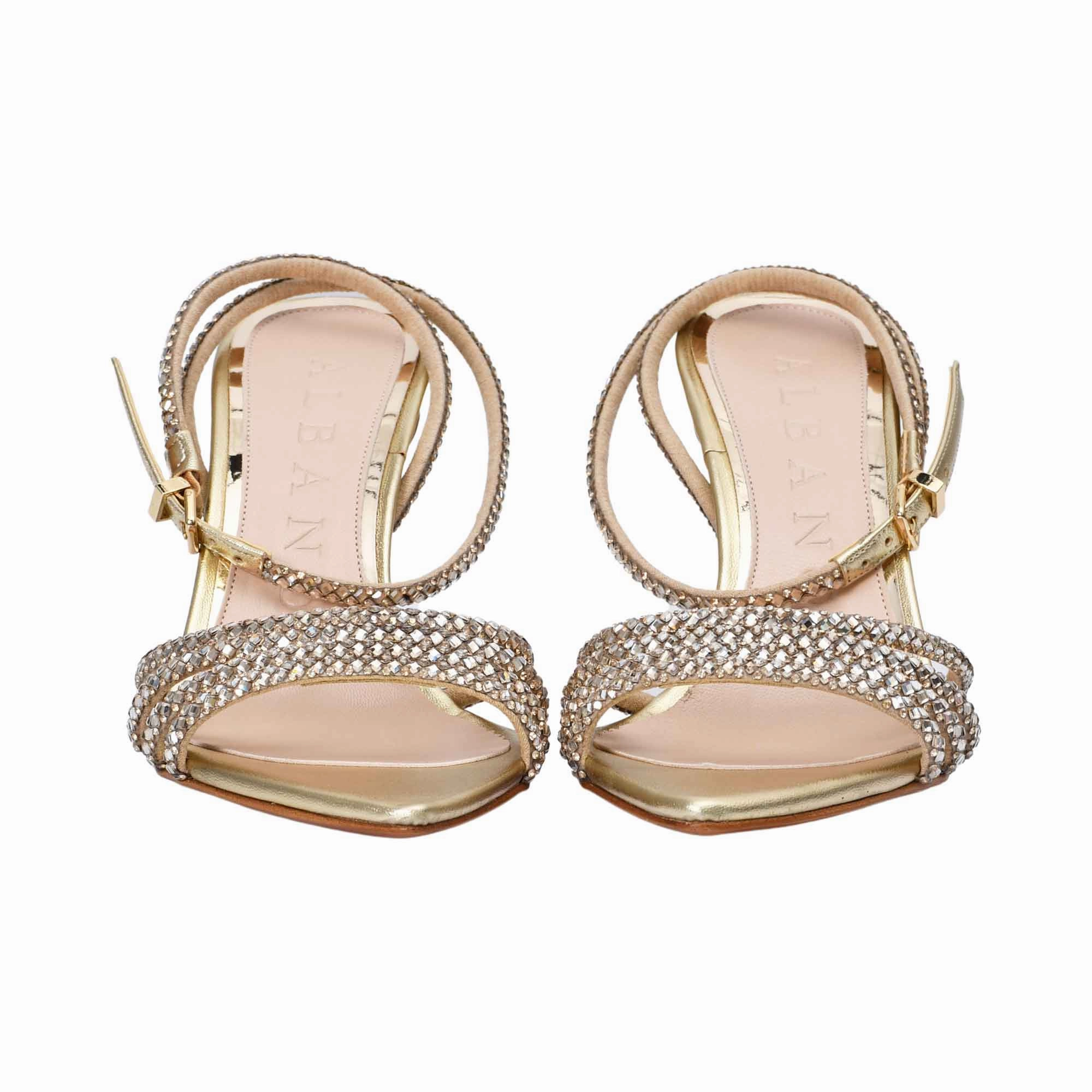Sandals That Hide Toes Albano Women's Gold Crystal-Embellished Heeled Sandal