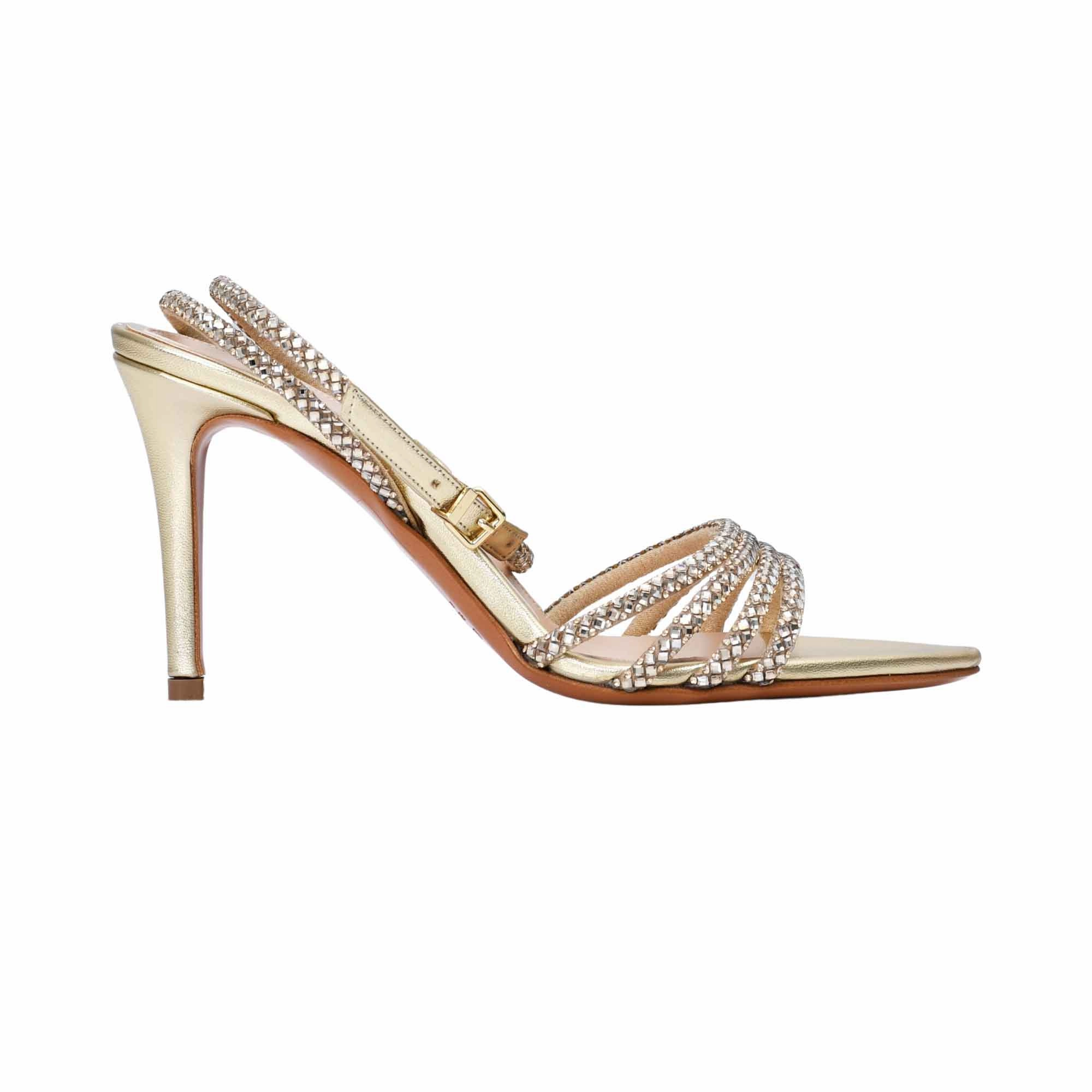 Sandals Ochi Albano Women's Gold Crystal-Embellished Heeled Sandal