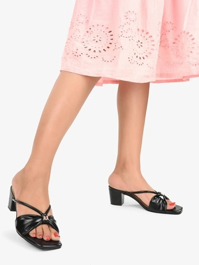 Alberto Torresi Synthetic Black Heel Striped Sandals for women Eric Michael Sandals