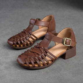 Discontinued Born Sandals Women Summer Retro Handcraft Plaited Leather Sandals