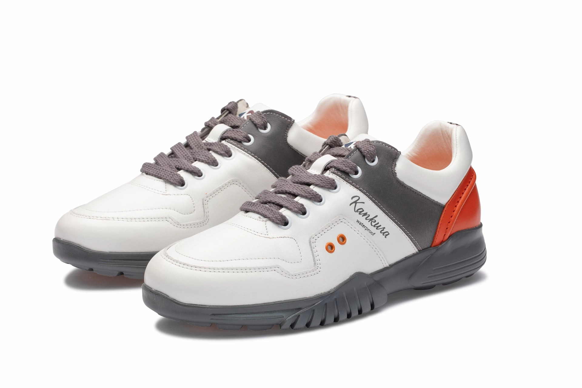 Waterproof Slip On Golf Shoes Challenge 01 White|Grey|Orange  Men's Golf Shoes CH001 01