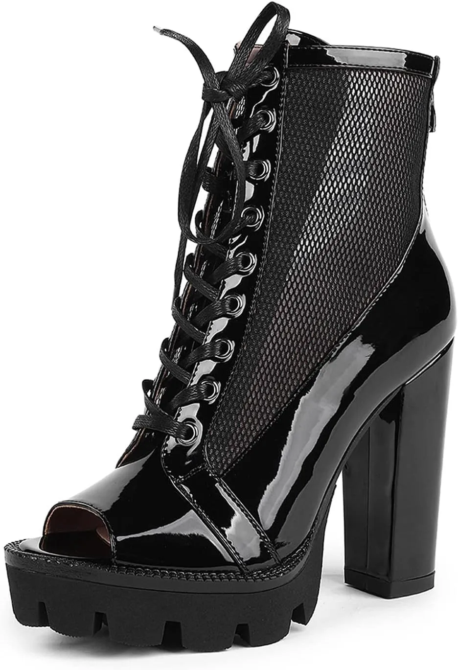 Chunky Heel Boots Black Platform Boots for Women Heeled Combat Boots High Heel Boots Women'S Ankle Boots with Heel Black Booties for Women Jeans And Combat Boots