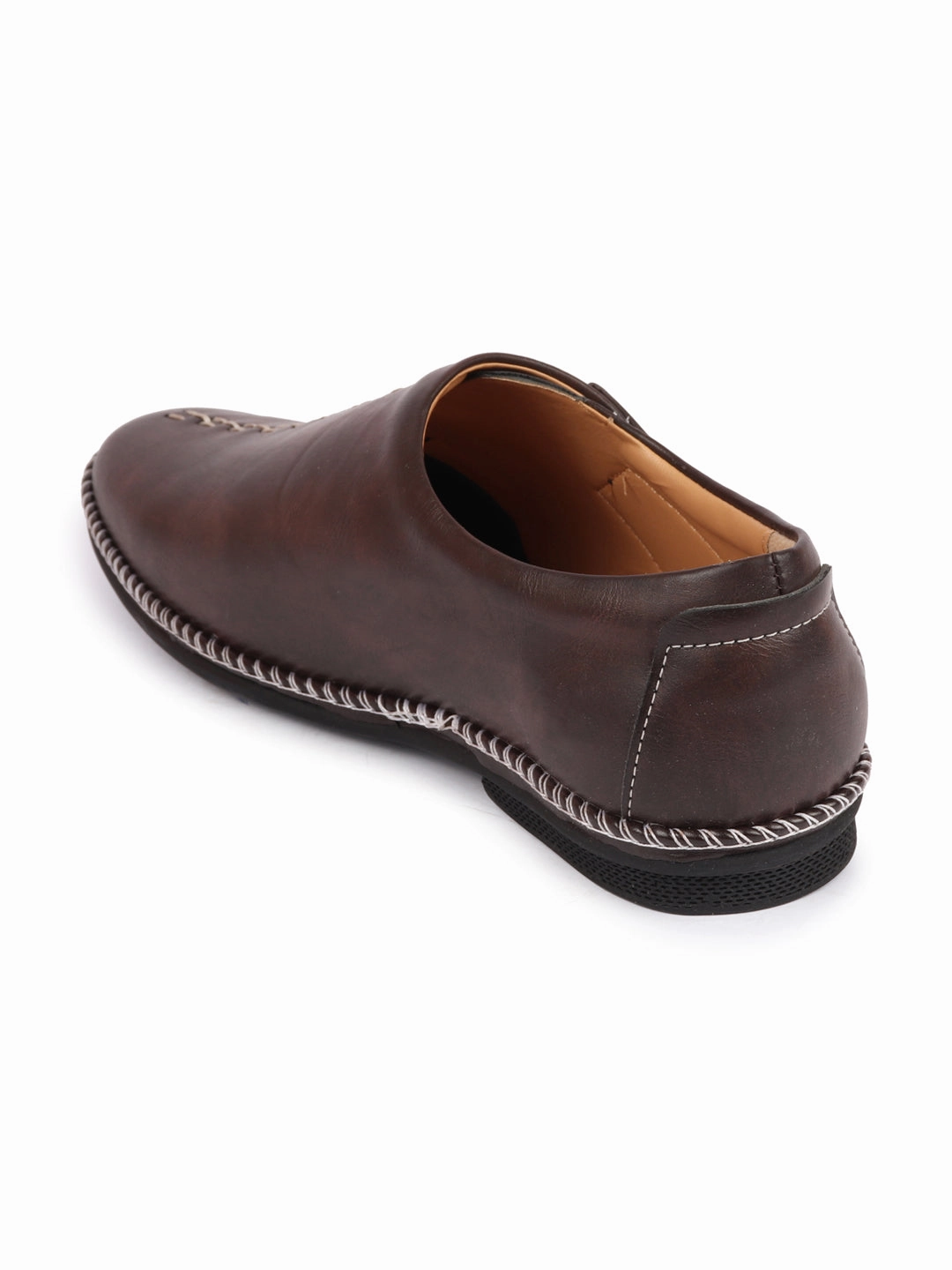 Men Brown Casual Cap Toe Hand Stitched Sandal Style Slip On Shoes Casual Shoes Shopping