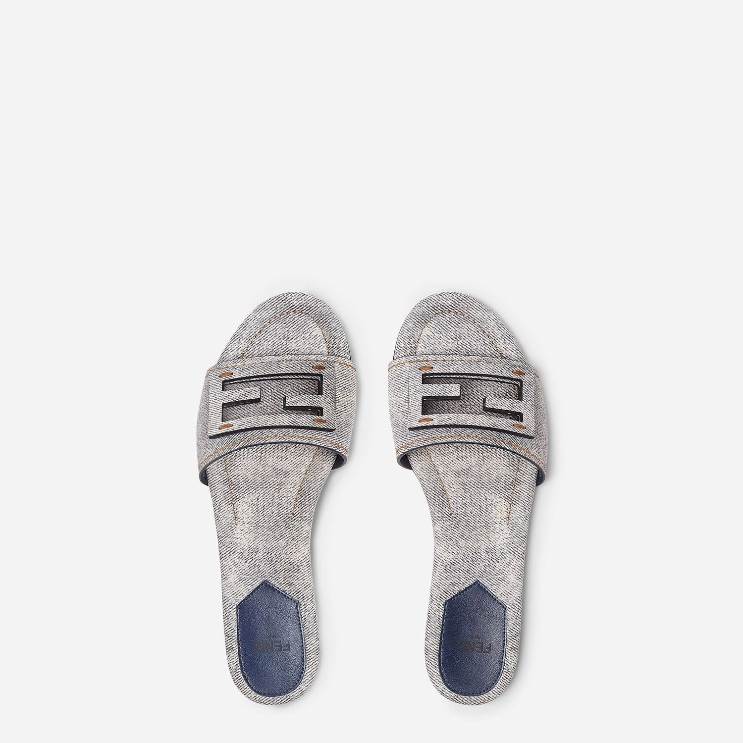 Fuzzy Bedroom Slippers FENDI Printed Leather Baguette Slippers for Women