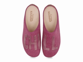 Living Kitzbhel Women Cotton Slippers 'Chill', mulberry Cozy Slippers Brand With A Nut In Its Logo