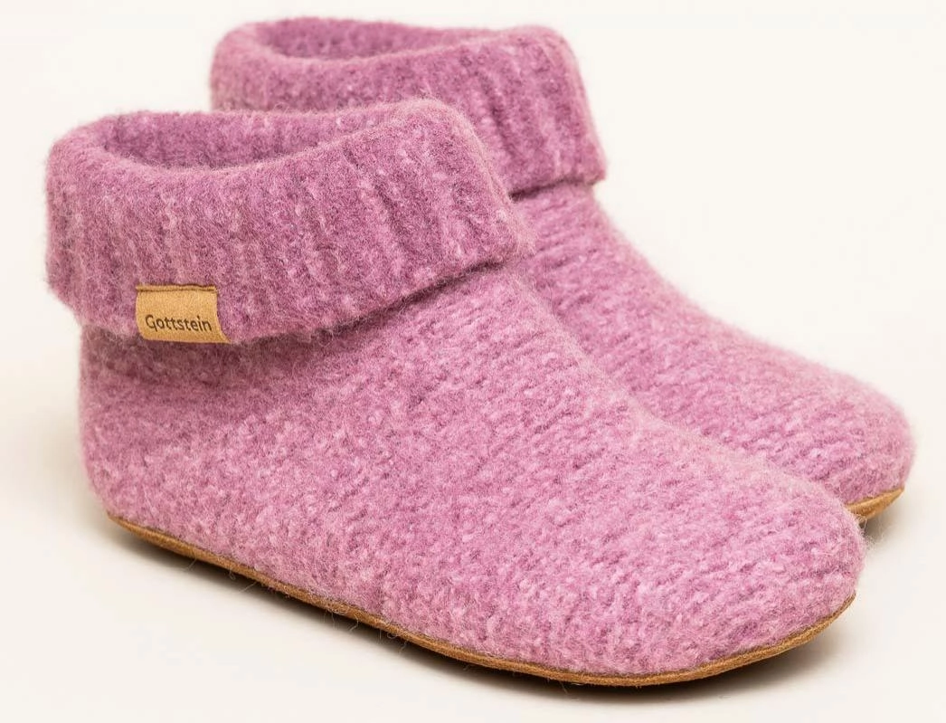 Felt Boot Slippers Gottstein Women 3D Knitting Method 'Knit Boot Slippers', Pastel Pink