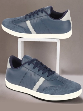 Ariat Casual Shoes Men Navy Blue Embellished Strip Breathable Upper PU Suede Leather Lace Up Sneakers Shoes