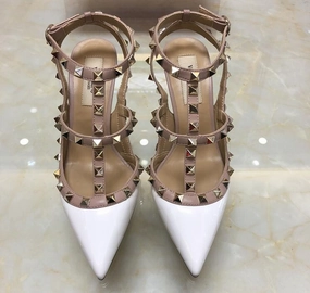 High Heeled Flats New Classics Women High Heel Shoes Brand Sandal 10cm Thin Heel Pointed Toe Rivets Shoes Fashion Wedding Shoes Party Shoes 34-43