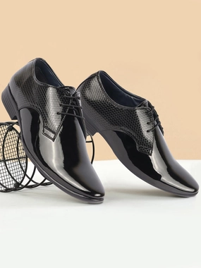 Men Black Patent Leather Shine Textured Print Pointed Toe Party Wedding Lace Up Derby Shoes Redmond Rise Hiking Shoes