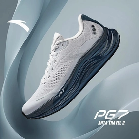 ANTA Men PG7 Travel 2 Running Shoes - Granule Gray/Sea Ink Blue (Kasut Larian Lelaki) Badminton Shoes In Qatar