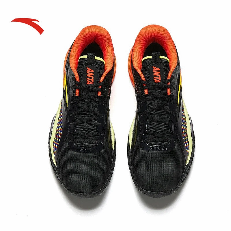 Hiking Shoes Philippines ANTA Men Wind Tunnel Basketball Shoes - 1124D1107-5 Black/Yellow/Orange (Kasut Bola Keranjang)