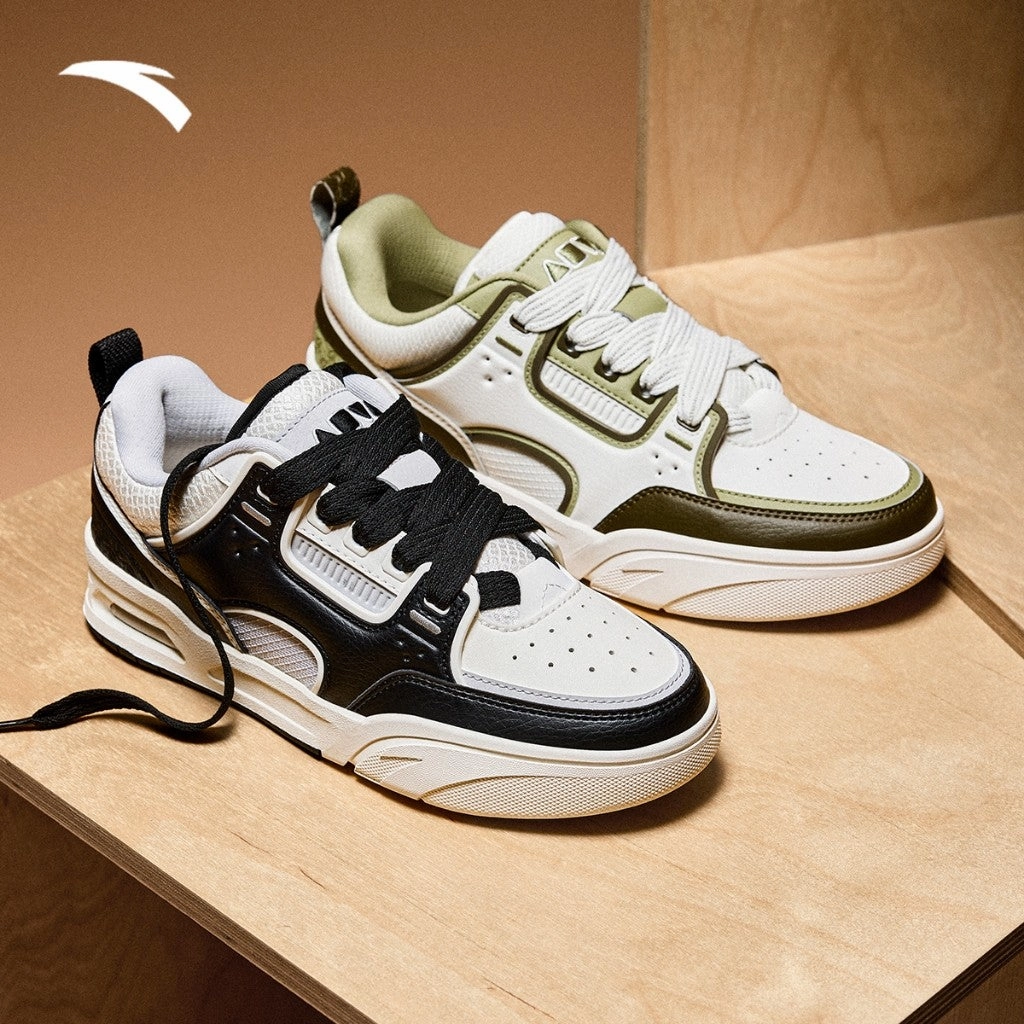 ANTA Women Skate Shoes 1225A8040-2 -White/Green/Green(Kasut Kasual) Best Long Lasting Skate Shoes