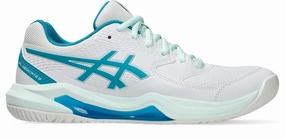 Asics Womens Gel Dedicate 8 (Hardcourt) Tennis Shoe - White/Teal Blue Asics Shoes Cumulus 26