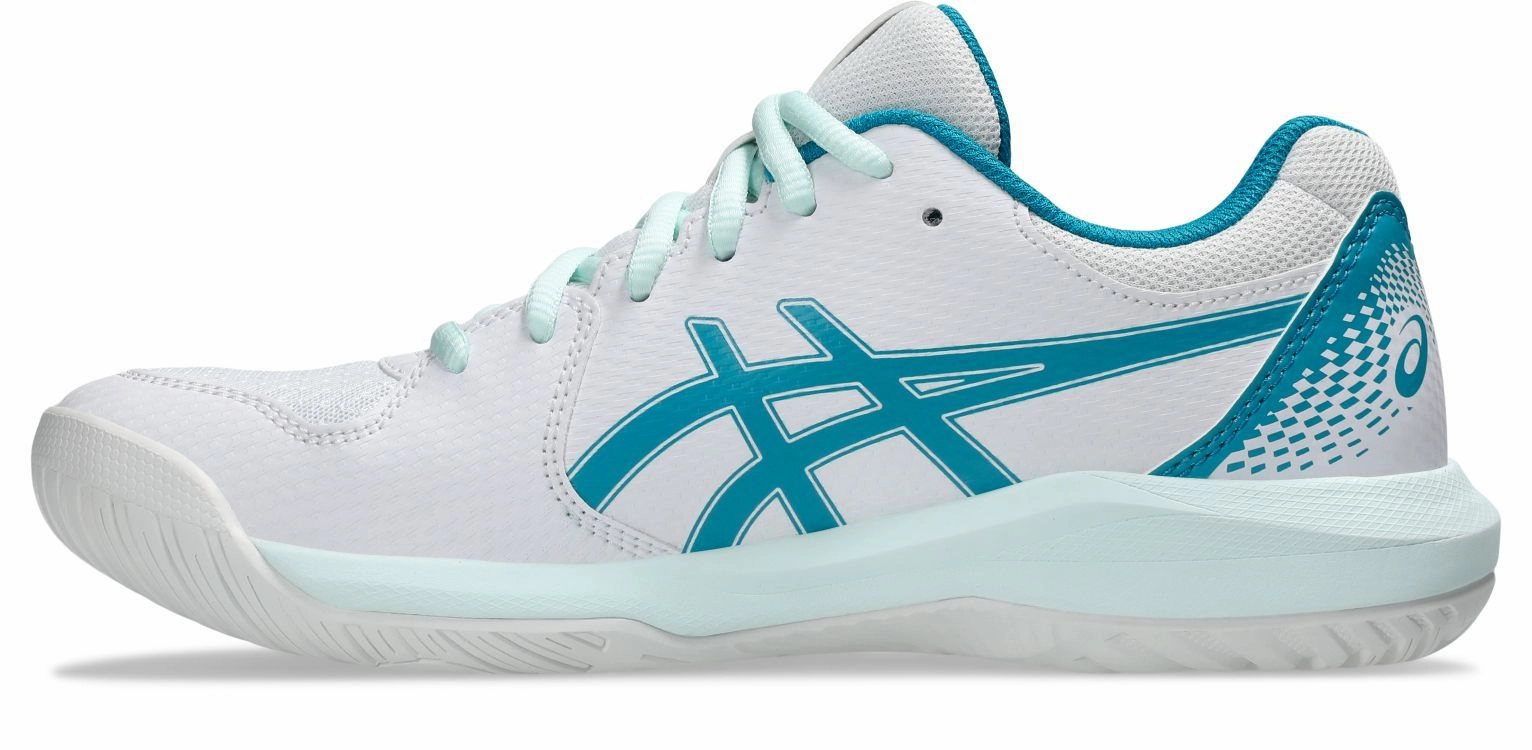 Best Long Distance Asics Running Shoes Asics Womens Gel Dedicate 8 (Hardcourt) Tennis Shoe - White/Teal Blue