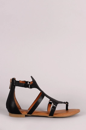 Most Comfortable Flat Shoes Bamboo Gladiator Perforated Thong Flat Sandal