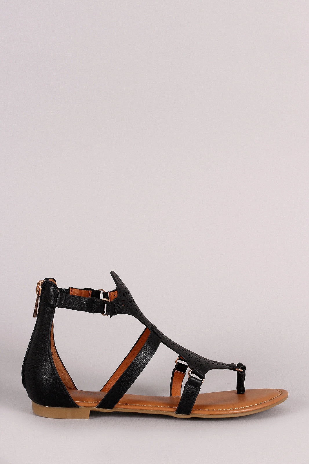 Bamboo Gladiator Perforated Thong Flat Sandal Shoes Flat Feet And Bunions