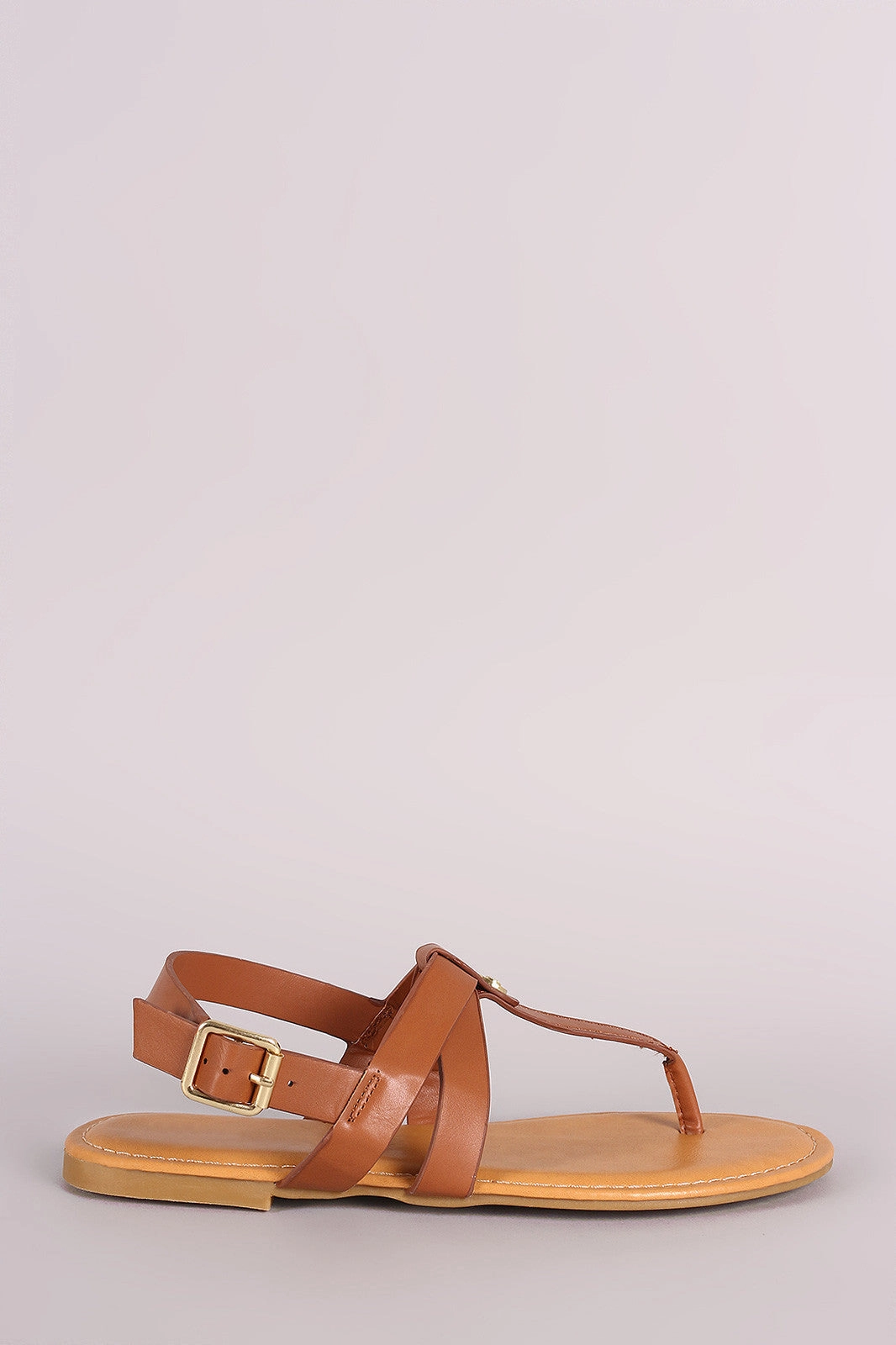 Bamboo Medallion T-Strap Slingback Thong Flat Sandal Patterned Flat Shoes