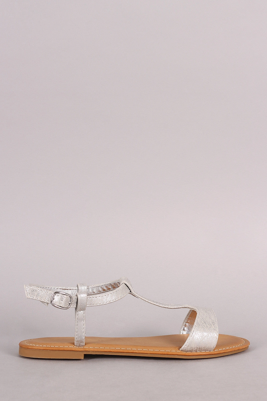 Bamboo T-Strap Open Toe Flat Sandal Korks Shoes Flats