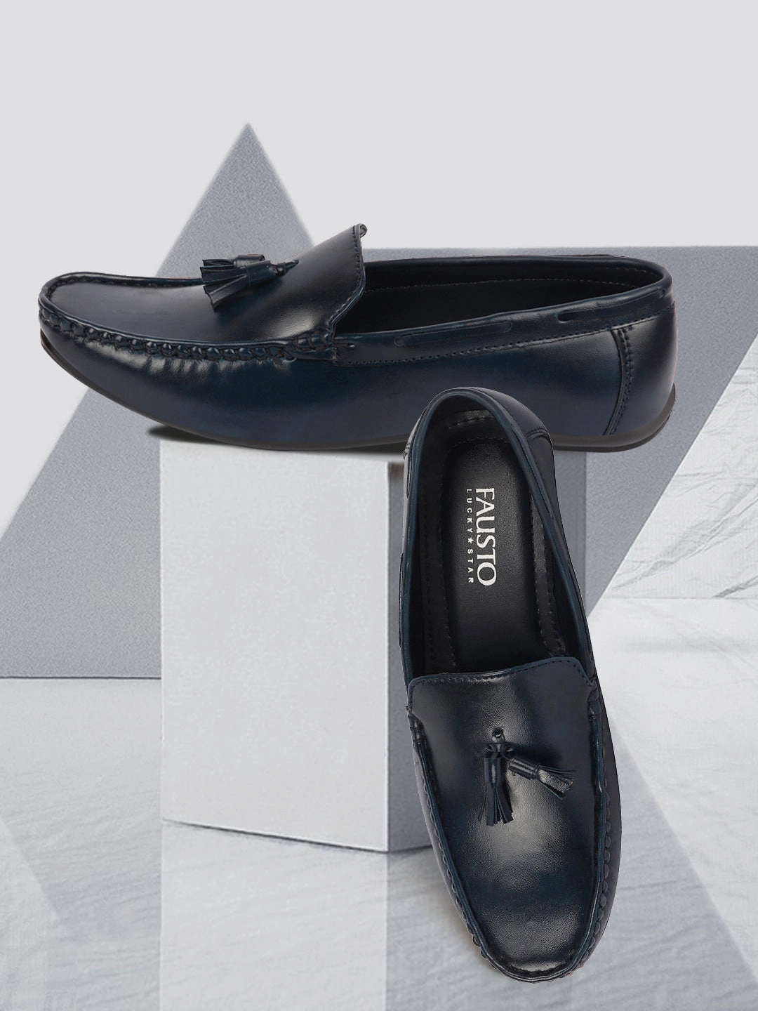 Casual Earth Shoes Basics Men Blue Side Stitched Casual Slip On Tassel Loafers and Moccasin Shoes