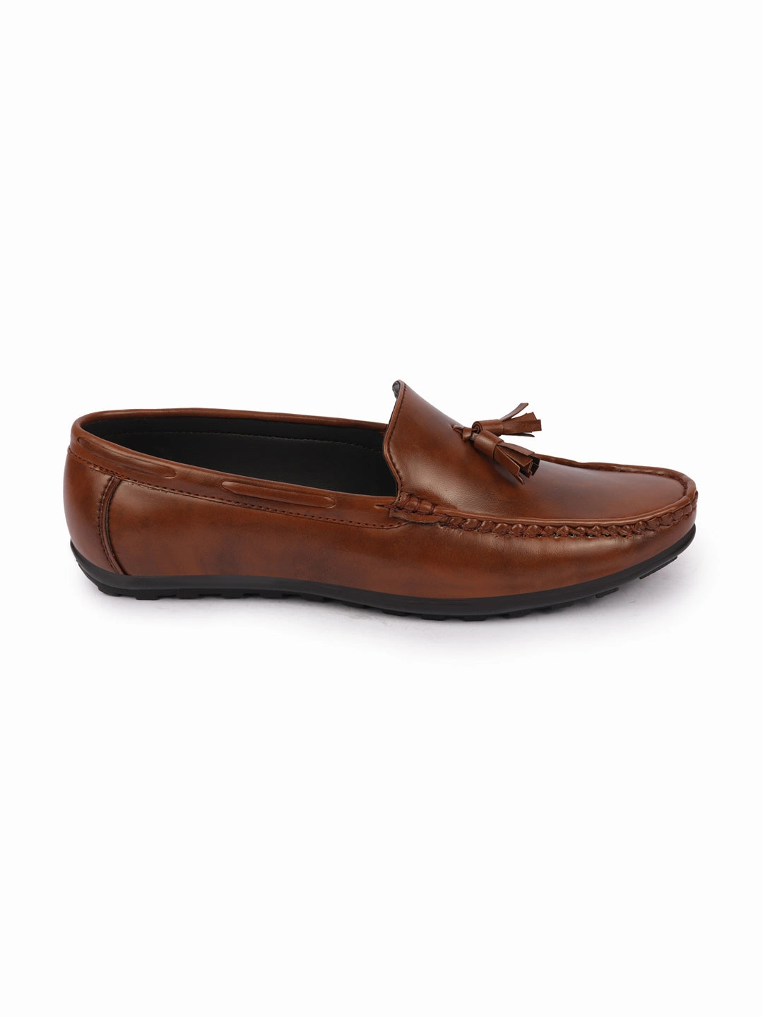 Basics Men Brown Side Stitched Casual Slip On Tassel Loafers and Moccasin Shoes Mens Casual