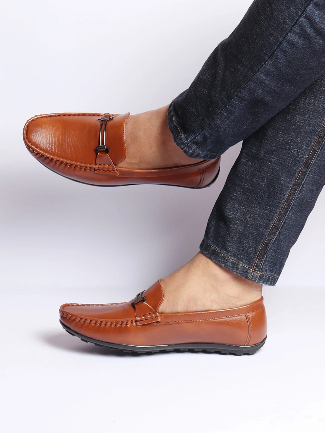 Business Casual Sport Shoes Basics Men Tan Horsebit Buckle Premium Slip On Casual Loafers and Moccasin Shoes
