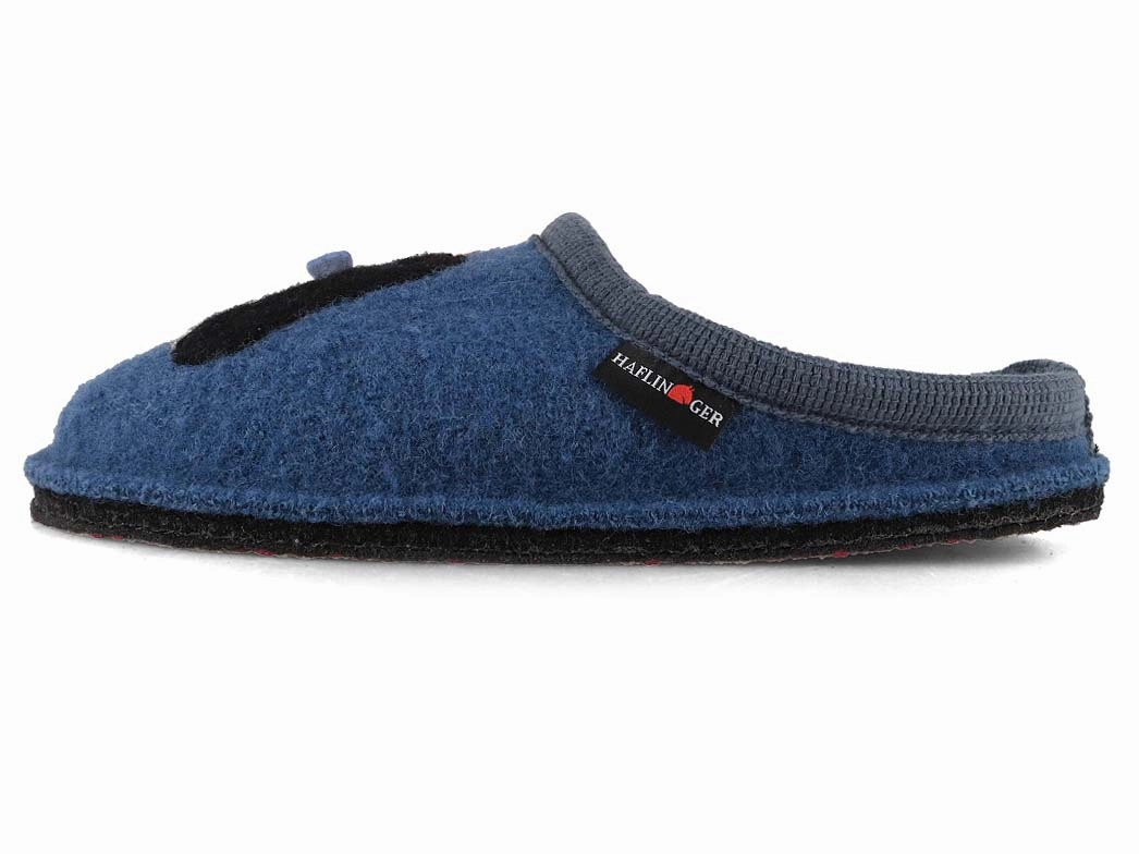 Size 6 Slides HAFLINGER Women Boiled Wool Slippers 'Flair Pingu', blue