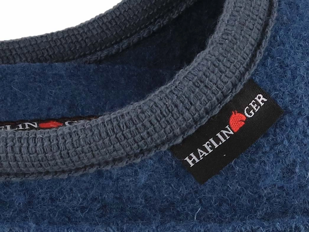 Clam Slides HAFLINGER Women Boiled Wool Slippers 'Flair Pingu', blue