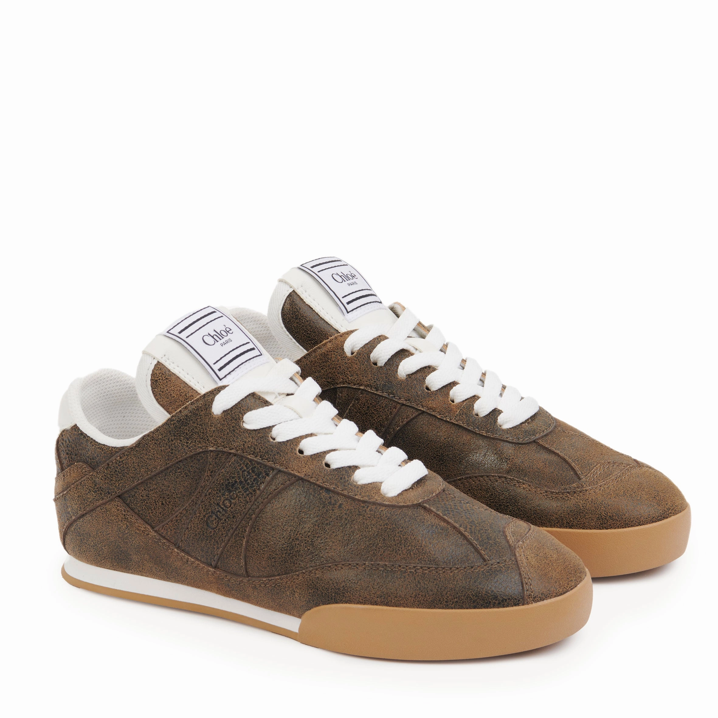 Kick Leather Sneakers, Oak Brown Walking Sneakers