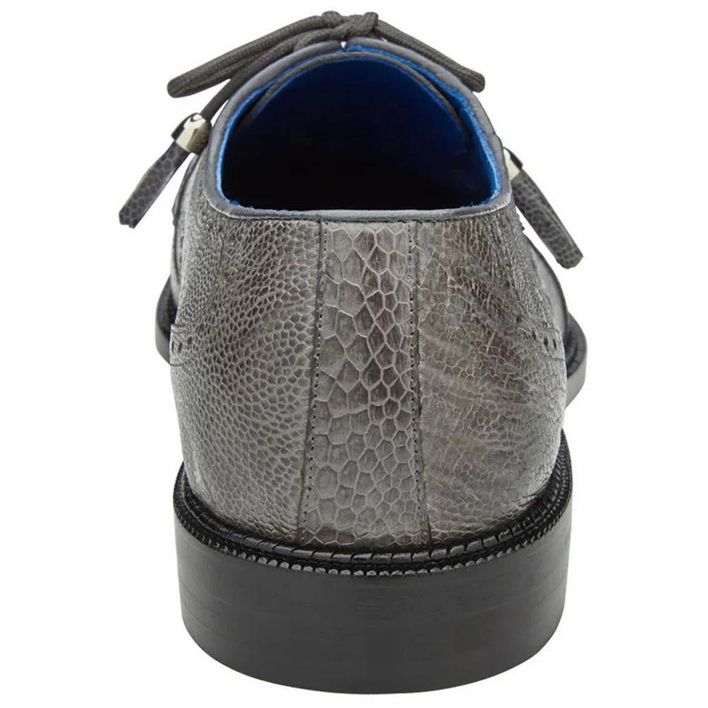 Versacore Hiking Shoes - Waterproof Belvedere Batta Gray Ostrich Skin Cap Toe Lace-Up Shoes for Men