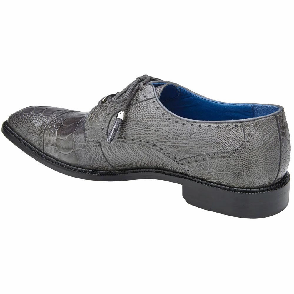 Barefoot Hiking Shoes Canada Belvedere Batta Gray Ostrich Skin Cap Toe Lace-Up Shoes for Men