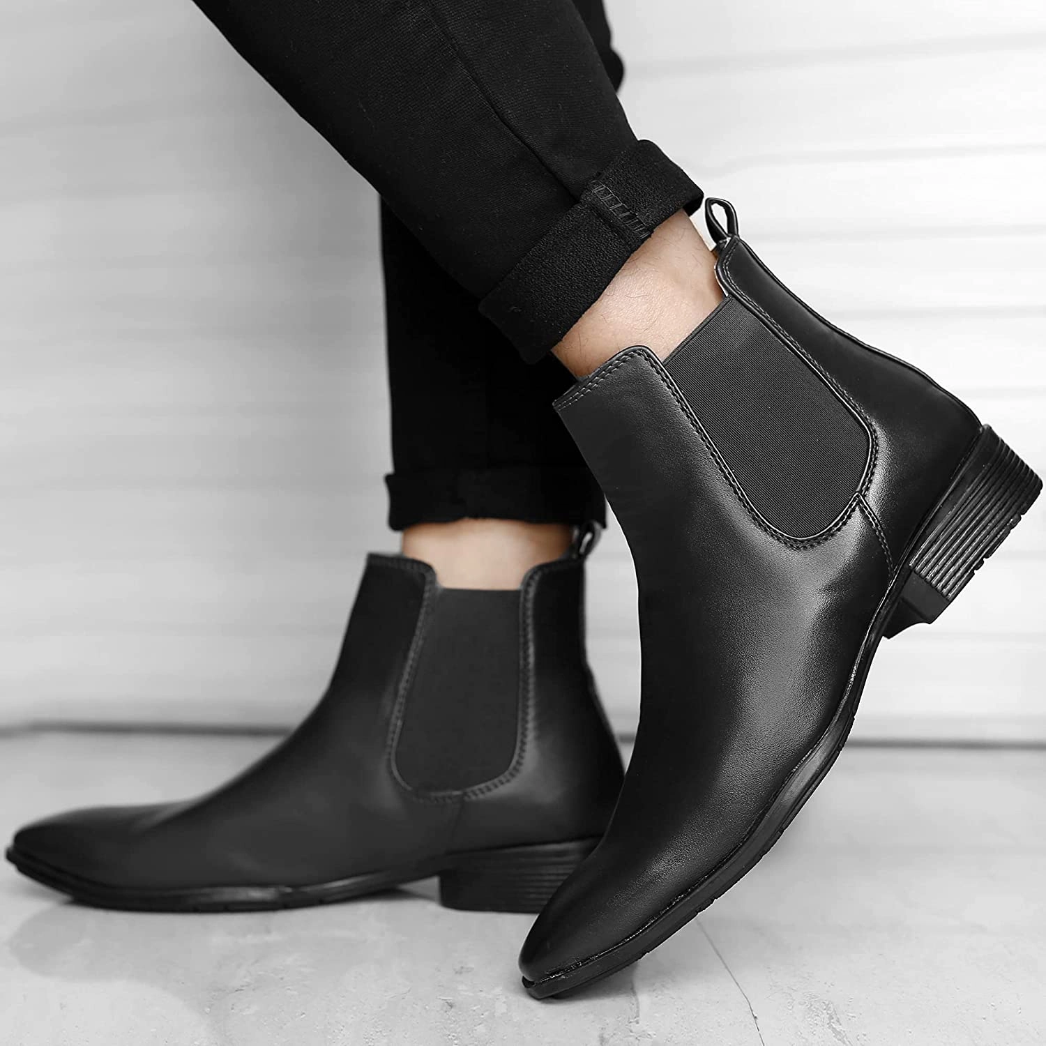 Hiking Boots Rubbing Heel Classy New Arrival Latest Black Casual Chelsea Boots For Men-JonasParamount