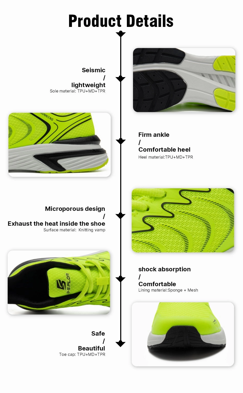 Running Shoes Pic Baasploa Men Professional Running Shoes 2023 Air Mesh comfortable / FREE Shipping