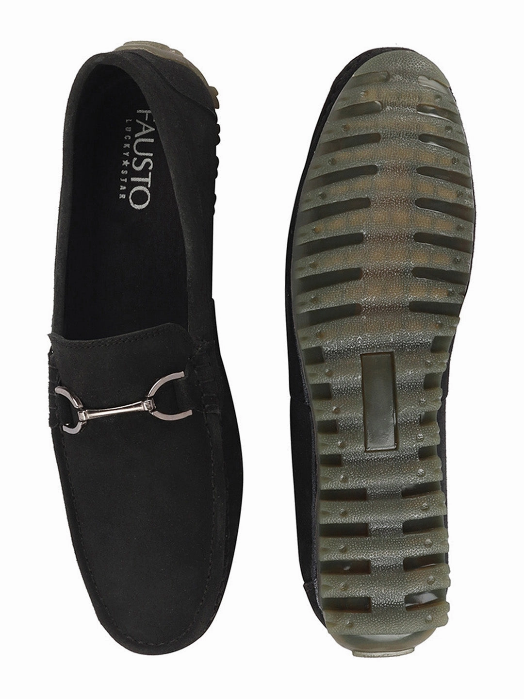 Shop Casual Shoes Near Me Men Black Horsebit Buckle Suede Leather Slip On Driving Loafers