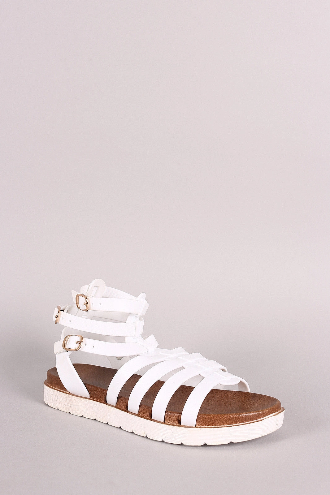 Buddha Shoes Flats Buckled Gladiator Jelly Footbed Flat Sandal