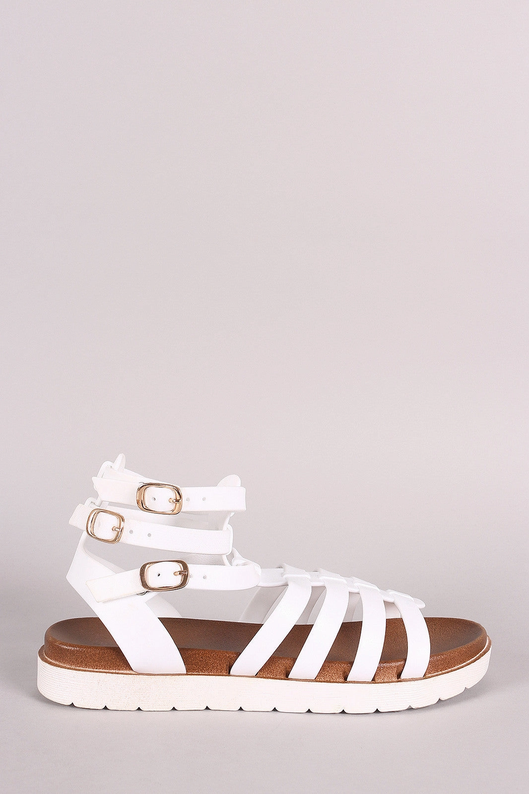 Buckled Gladiator Jelly Footbed Flat Sandal Flat Wedding Shoes