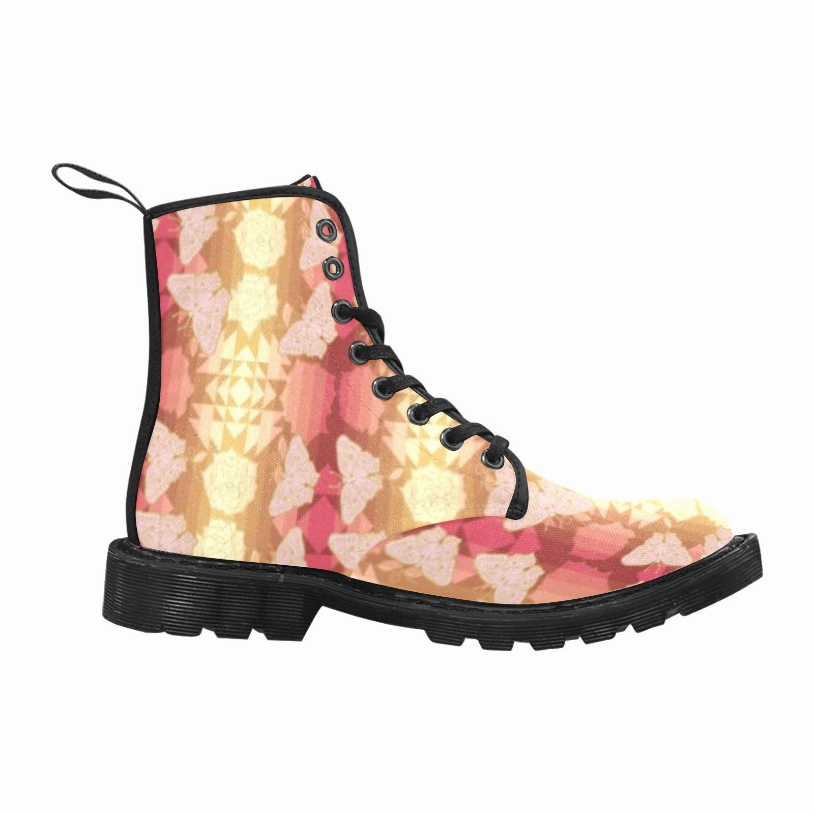 Butterfly and Roses on Geometric Boots for Women (Black) Extra Tough Boots