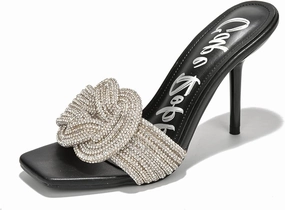 Cape Robbin Flynn Womens Stiletto Heels - High Heels Shoes for Women - Stylish Slip-on Stiletto Sandals with Rhinestone Boyfriend Jeans High Heels