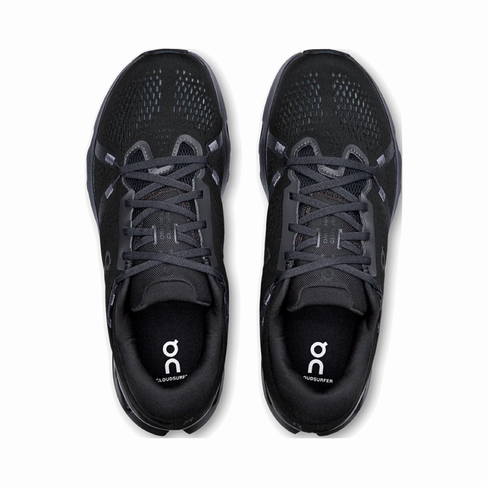 On Women's Cloudsurfer 2 Sneaker in Black/Black Cushioned Running Shoe