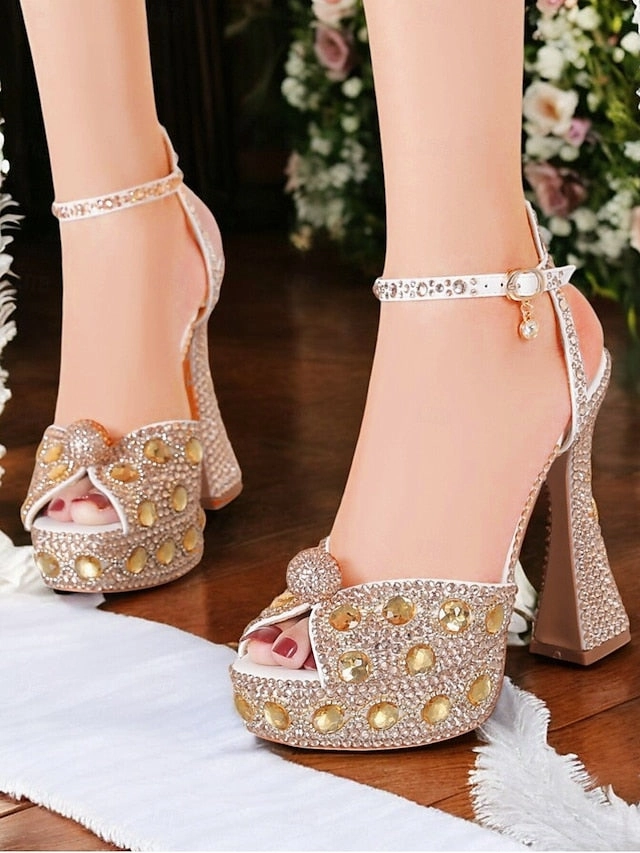 Shoes And Sandals Women's Platform Crystal-Embellished with Sandals Glamorous