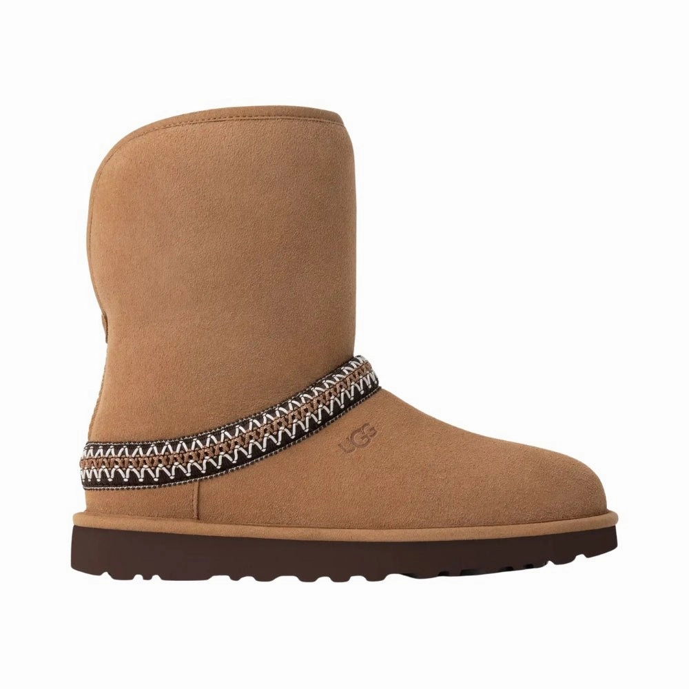 The Attico Boots Classic Short Crescent | Women | Suede/Sheepskin | Chestnut