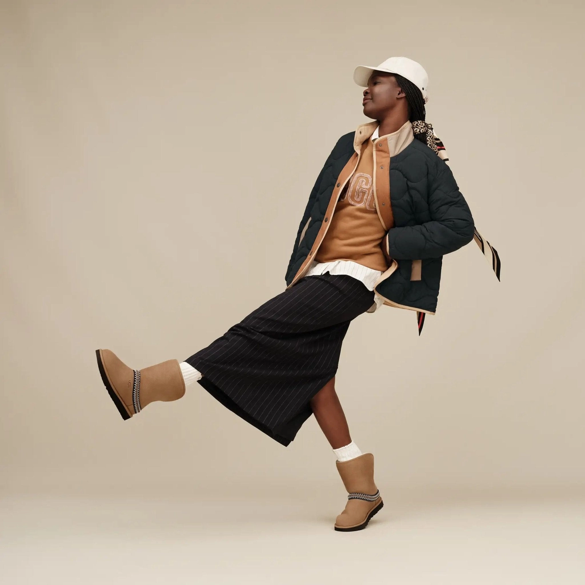 Rain Boots Tall Classic Short Crescent | Women | Suede/Sheepskin | Chestnut