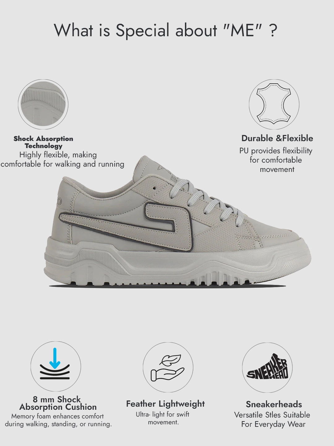 Casual High-top Skate Shoes Sneakers Men Grey Low Top Chunky Lace-Up Sneaker Shoes|Low Ankle Casual Shoes|All Day Comfortable Sneakers